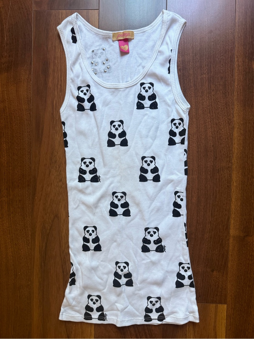 PRIMP White Tank Top with Black Panda Bears / S / EUC!